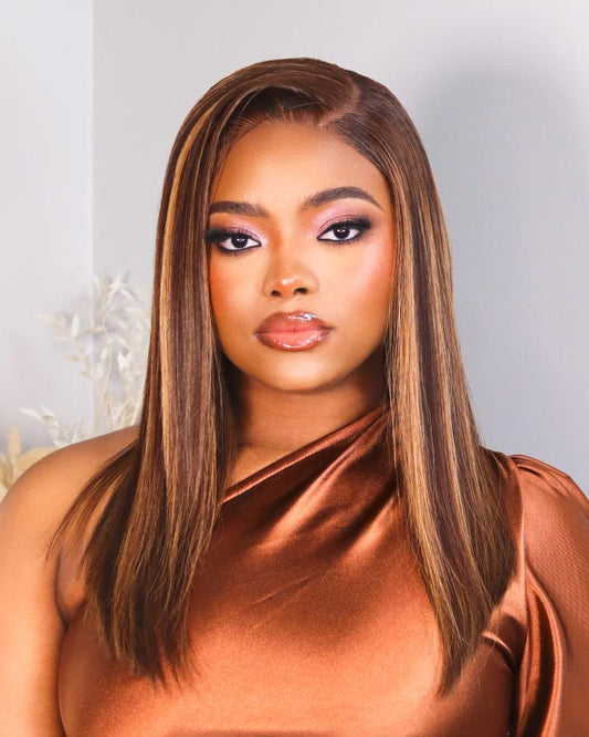 Bone Straight Vietnamese 5x5 Lace Wig Straight Col Piano Brown 16 Inch