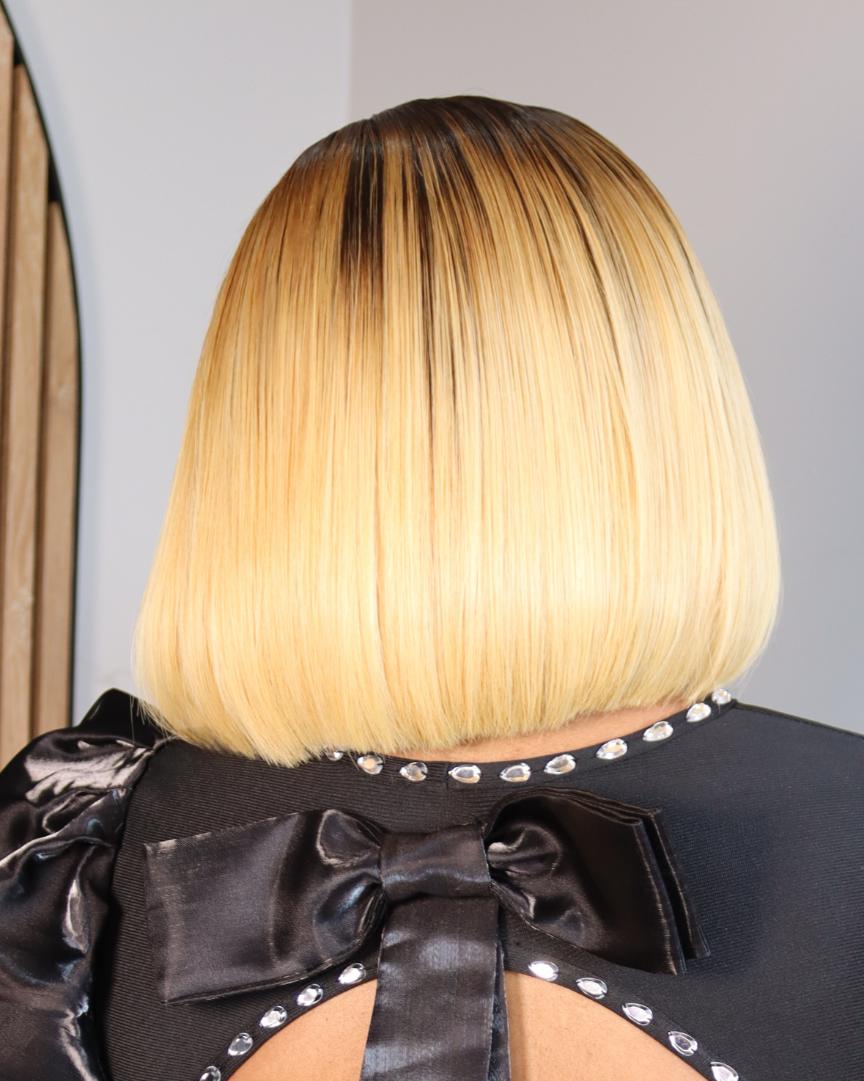 Bone Straight Vietnamese 5x5 Lace Wig Straight Col Ombre Blonde 10 Inch