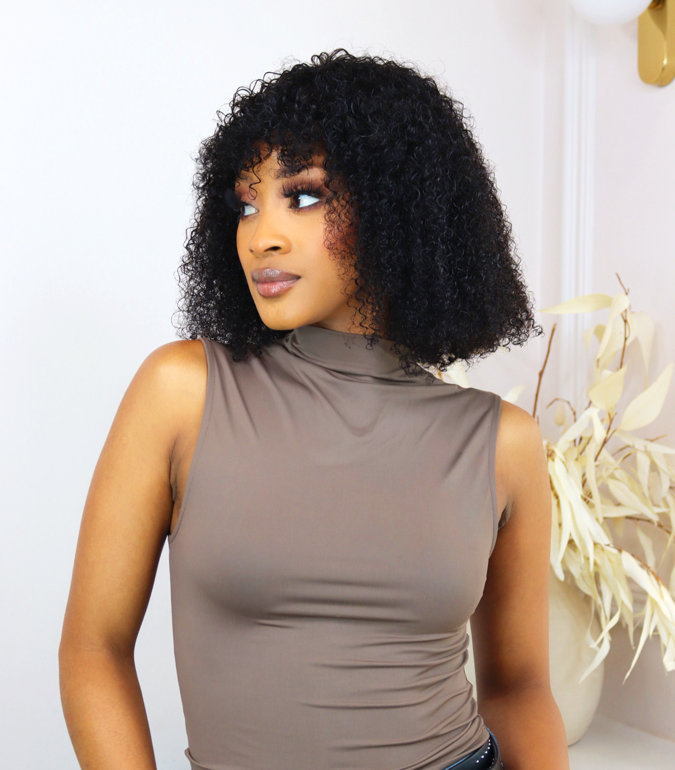 CHERRY- Brazilian Fringe Bob - Kinky Curl- 1B