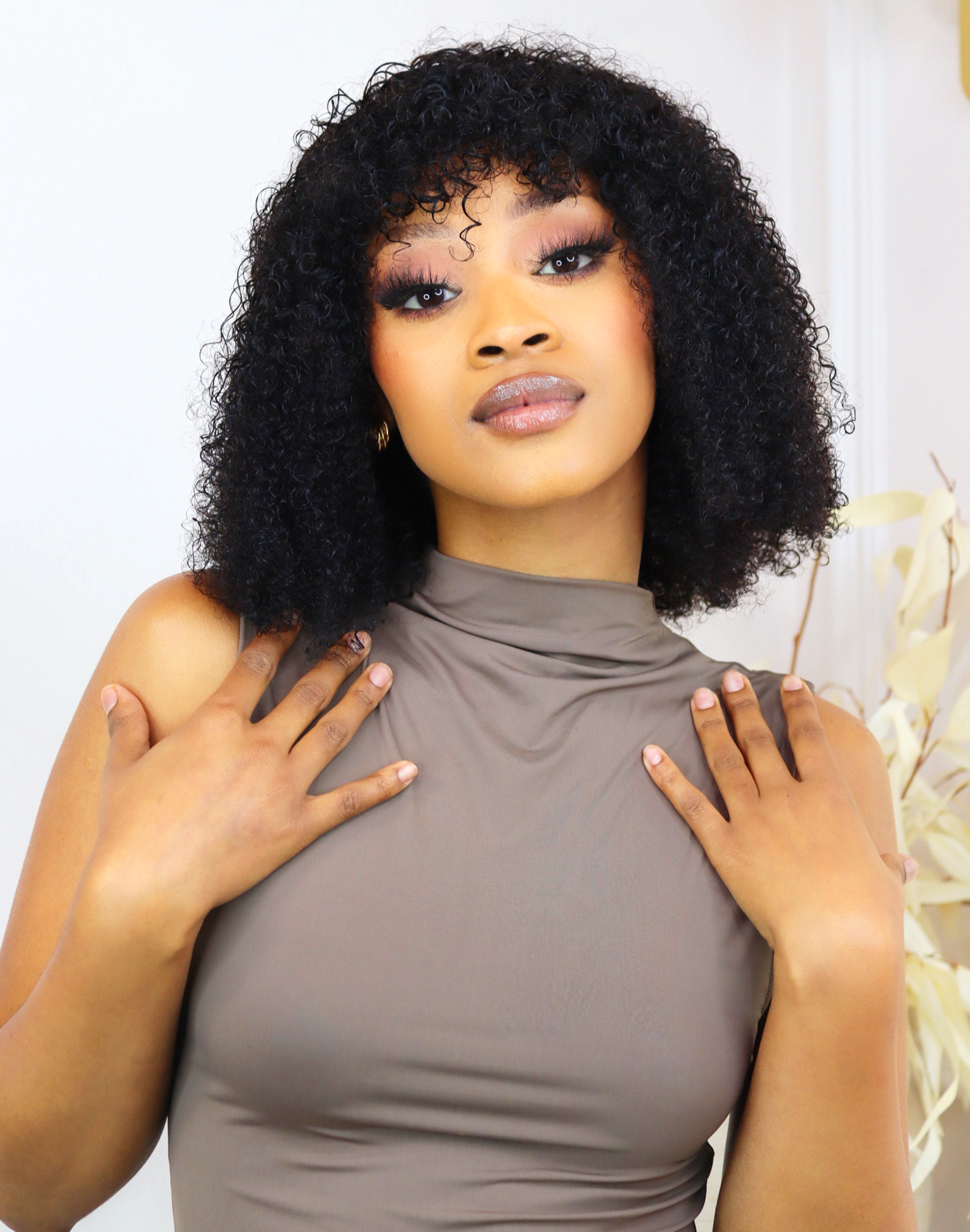 CHERRY- Brazilian Fringe Bob - Kinky Curl- 1B