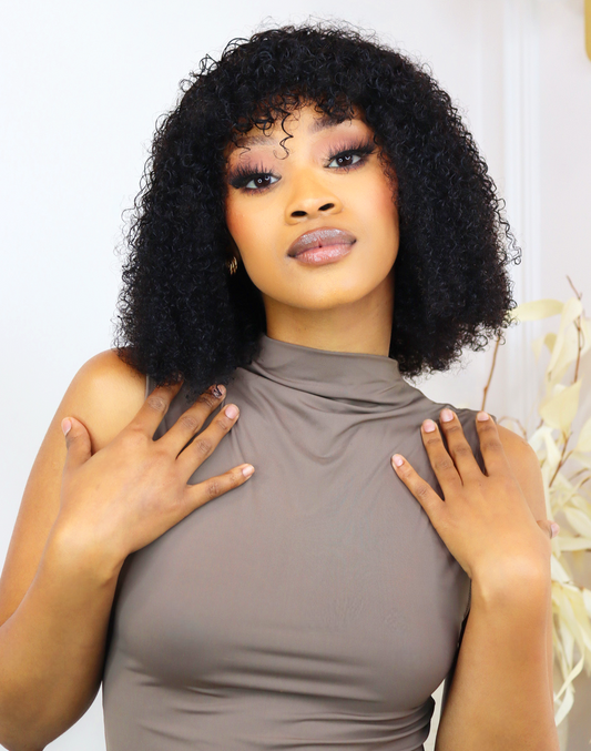 CHERRY- Brazilian Fringe Bob - Kinky Curl- 1B