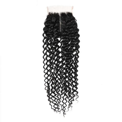 Brazilian Curly Hair Lace Part Closure Remy Human Hair 4x1 T Middle Part Lace Closures Only Natural Color For Black Women