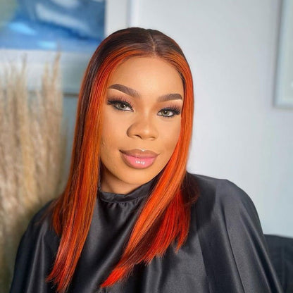 Glueless Straight Bob 4/RED Full Frontal Wig