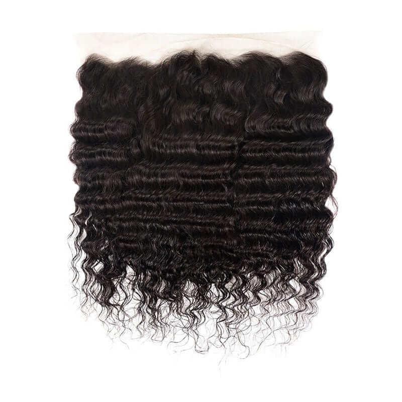 Lace Frontal Closure 13x4 Ear to Ear Transparent Lace Frontal Deep Curly Brazilian Virgin Human Hair Extensions