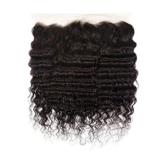 Lace Frontal Closure 13x4 Ear to Ear Transparent Lace Frontal Deep Curly Brazilian Virgin Human Hair Extensions