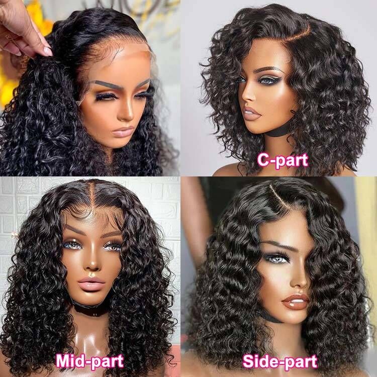 Superlove Glueless 13x4 Lace Frontal Water Wave Bob Human Hair Wig