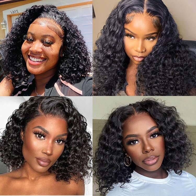 Superlove Glueless 13x4 Lace Frontal Water Wave Bob Human Hair Wig