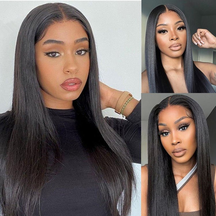 Superlove glueless Straight Wig 4x4 Lace Closure  Natural Black Human hair
