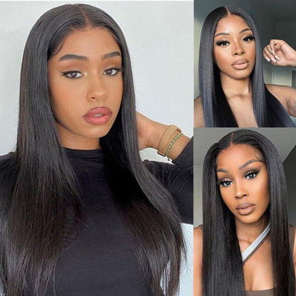 Superlove glueless Straight Wig 4x4 Lace Closure  Natural Black Human hair