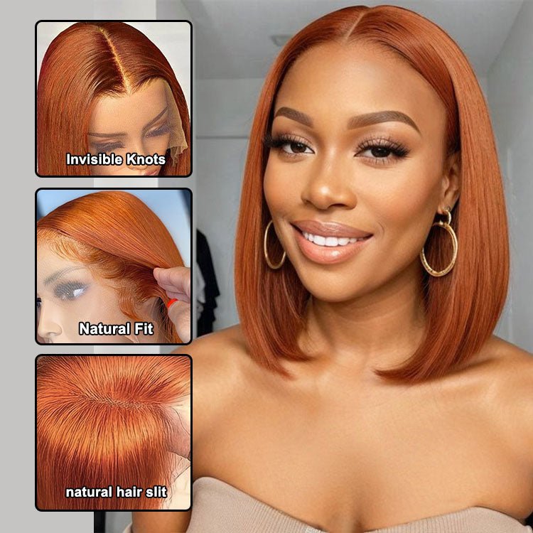 Superlove Hair 13x4 Lace Orange Ginger Bob Wig