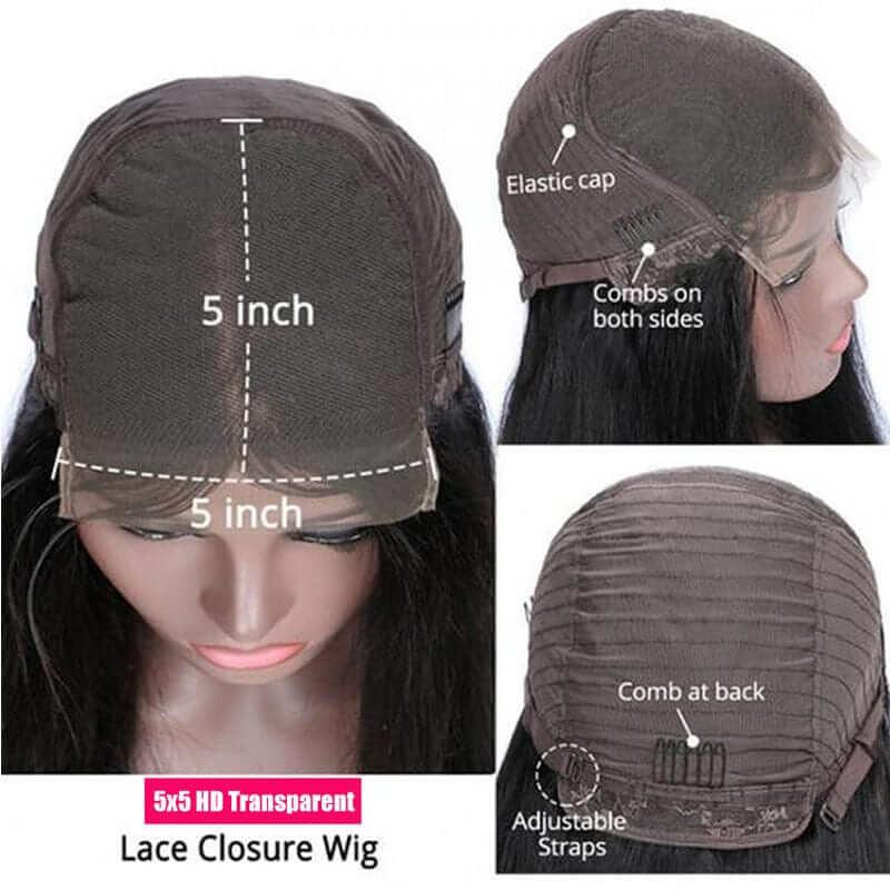 Superlove Hair 20 inch Glueless 5x5 Lace Closure Straight Invisible Knots Natural Virgin hair