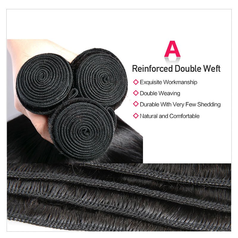 Superlove Hair 3 Bundles Straight Hair with 4x4 Lace Closure 65g/Bundle 3 Pcs/Lot Natural Black Color Double Weft Hair 10-30 Inch Hair Extensions