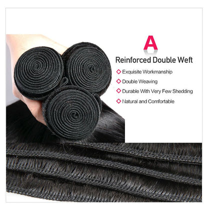 Superlove Hair 3 Bundles Straight Hair with 4x4 Lace Closure 65g/Bundle 3 Pcs/Lot Natural Black Color Double Weft Hair 10-30 Inch Hair Extensions