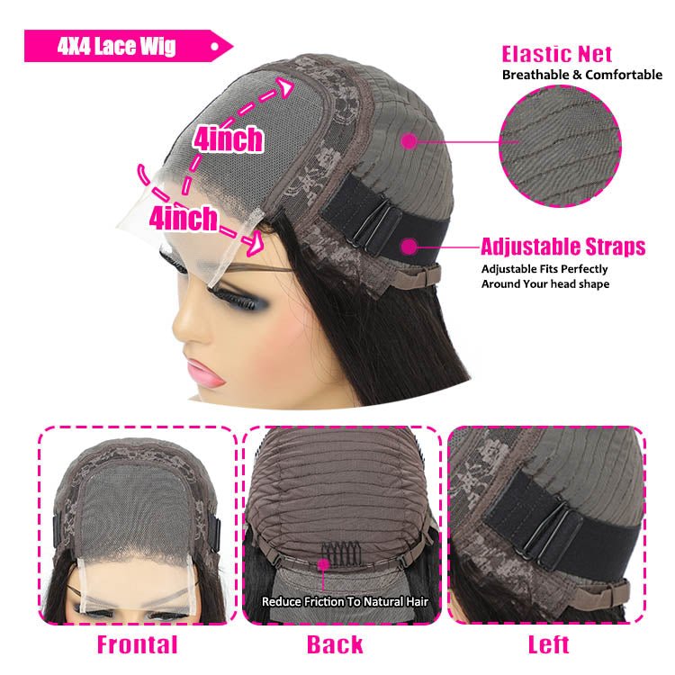 Superlove Hair ReadytoGo Glueless 4x4 Lace Closure Bob Straight Wig
