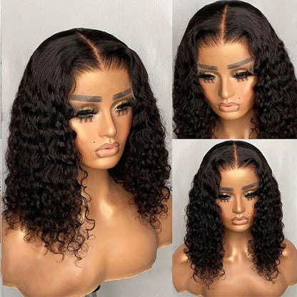 Superlove Ready To Go 14 inch Glueless 4x4 Lace Water wave Bob Human Hair Wig