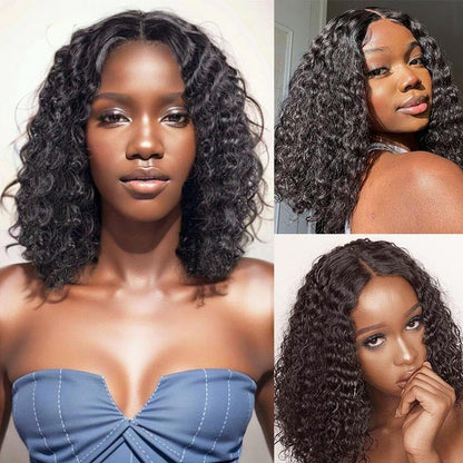 Superlove Ready To Go 14 inch Glueless 4x4 Lace Water wave Bob Human Hair Wig