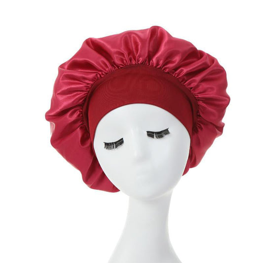 Superlove Women Night Sleep Hair Caps Silky Bonnet Satin Double Layer Adjust Head Cover Hat For Curly Springy Hair Styling Accessories
