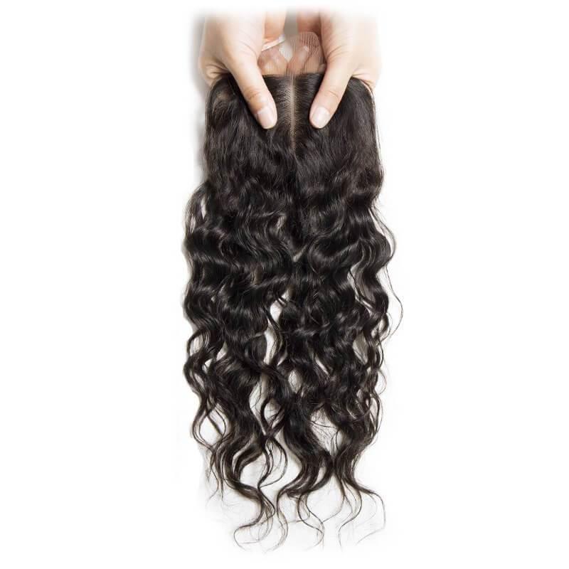 Water Wave Human Hair 4x1 T Part Lace Closure Only With Baby Hair