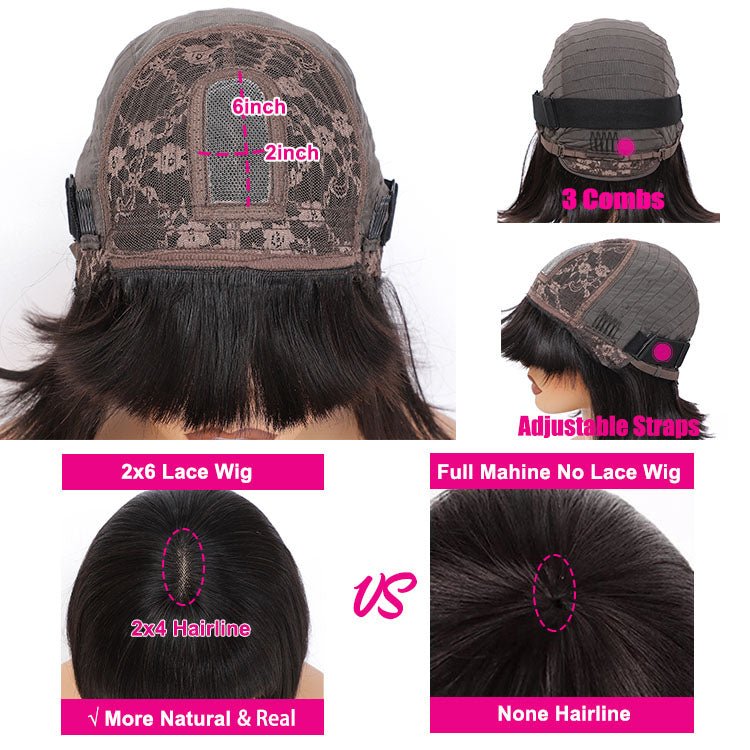 Worth Having- Superlove Glueless Mini Hd Lace Breathable Cap Silk Straight Bob Wig Human Hair with Bangs