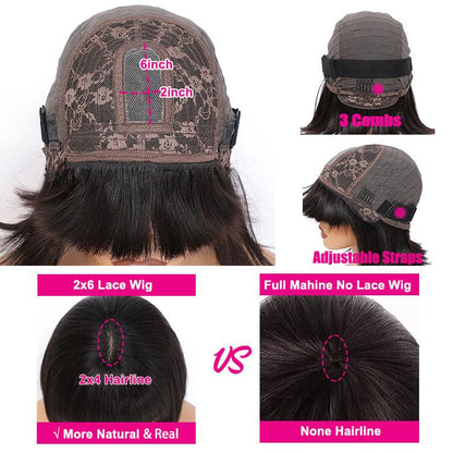 Worth Having- Superlove Glueless Mini Hd Lace Breathable Cap Silk Straight Bob Wig Human Hair with Bangs