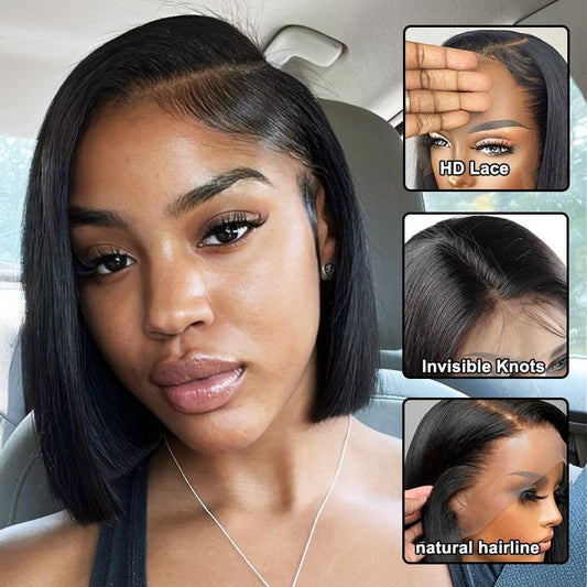 Worth Having-Superlove Glueless Straight HD lace human hair Anti-slip tape breathable Cap bob wig