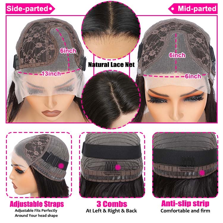 Worth Having-Superlove Glueless Straight HD lace human hair Anti-slip tape breathable Cap bob wig